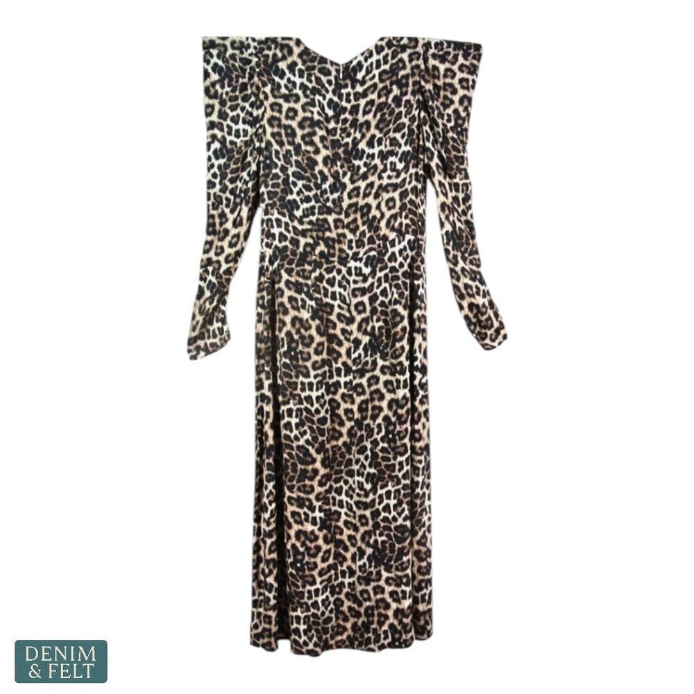NEW Farm Rio Leopard Print V-Neck Midi Dress Long Sleeve Empire Waist Size Large - Picture 7 of 12